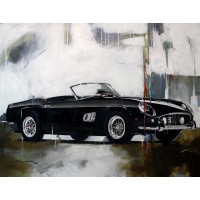 Shan Amrohvi, Oil on Canvas, 24 x 36 inch, Vintage Car painting, AC-SA-057
